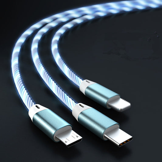Three-in-one synchronous LED data cable