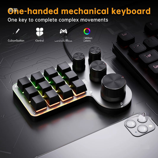 3-die 12-key 4-knob Custom Mechanical Keypad