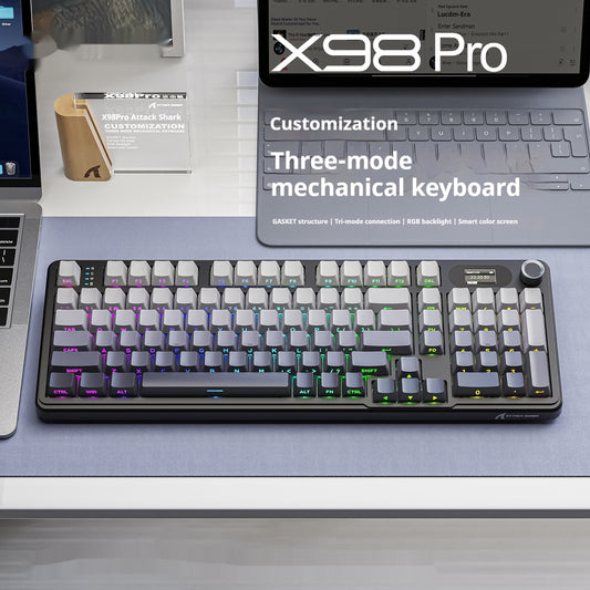 Three-mode RGB Wireless Bluetooth Side Engraving With Knob Game Mechanical Keyboard